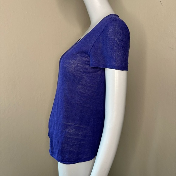 EILEEN FISHER 100% Organic Linen Tee Top Purple Blue Lightweight Summer Size PP - Picture 8 of 16